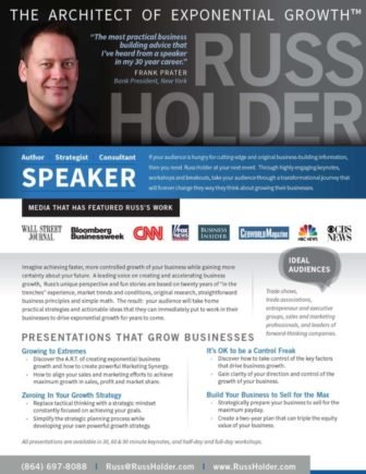 Russ Holder's Speaker Sheet
